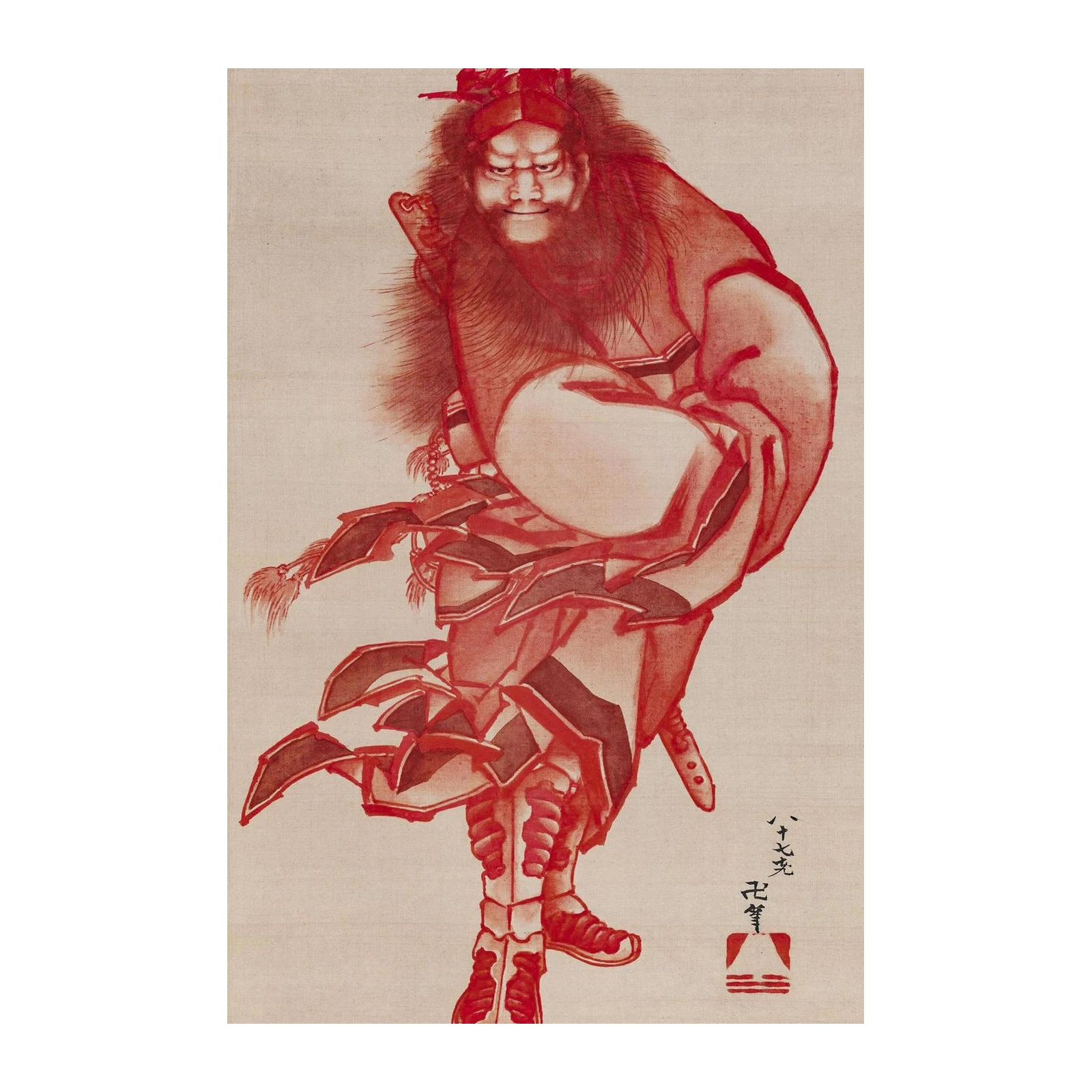 Bold Red Oni Japanese Warrior Wall Art
