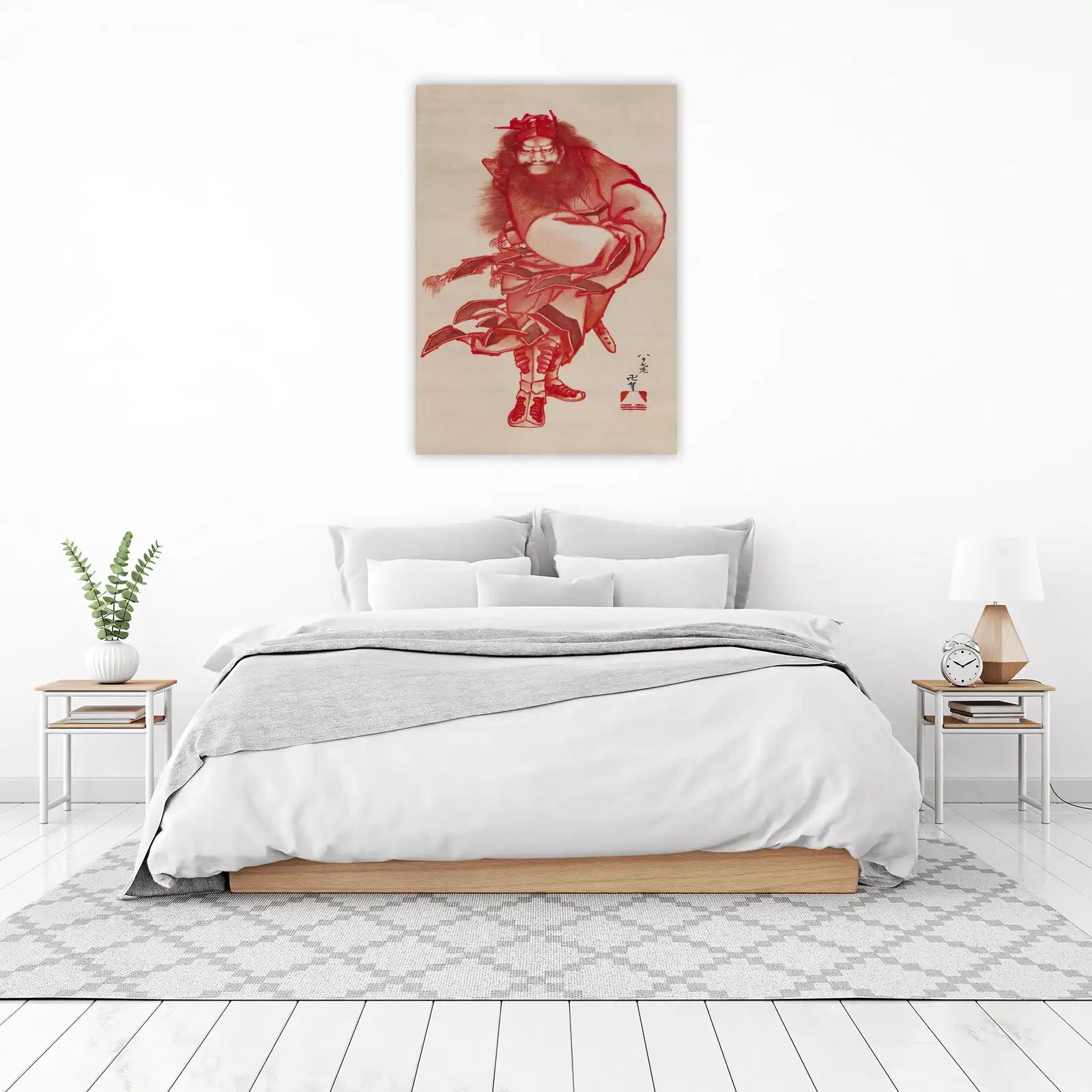 Bold Red Oni Japanese Warrior Wall Art