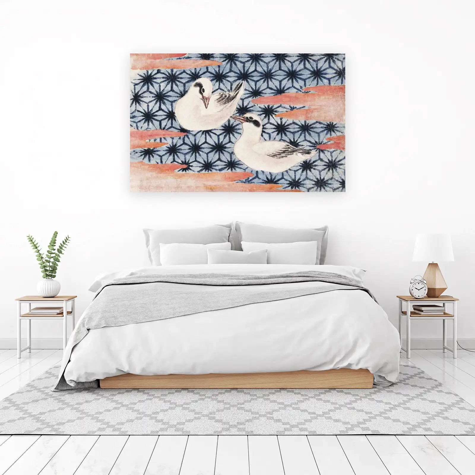 Serene Seagulls & Geometric Bloom Wall Art