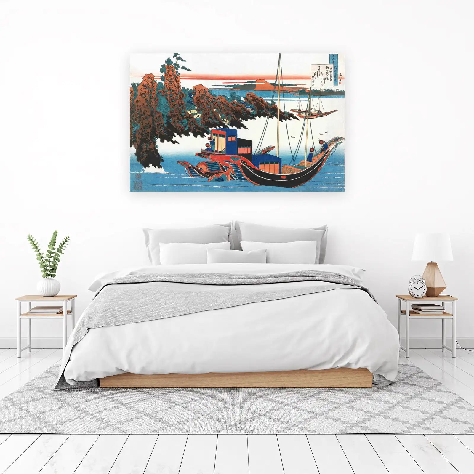 Japanese Sailboat Coastal Scenery Wall Art