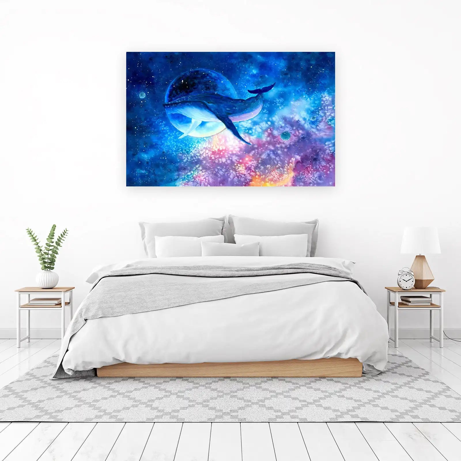 Mystical Whale in Cosmic Nebula Wall Art