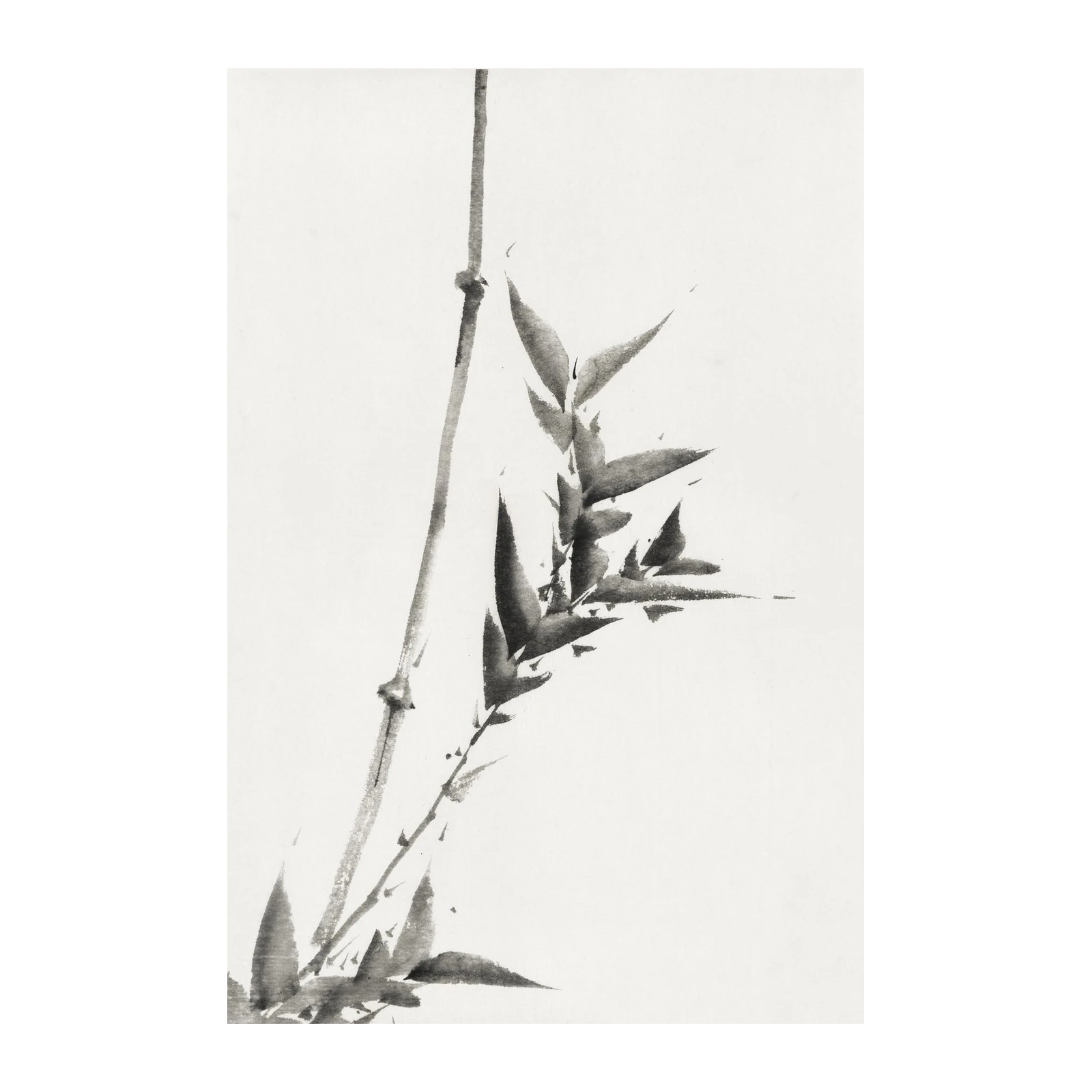 Zen Bamboo Ink Brush Painting Wall Art