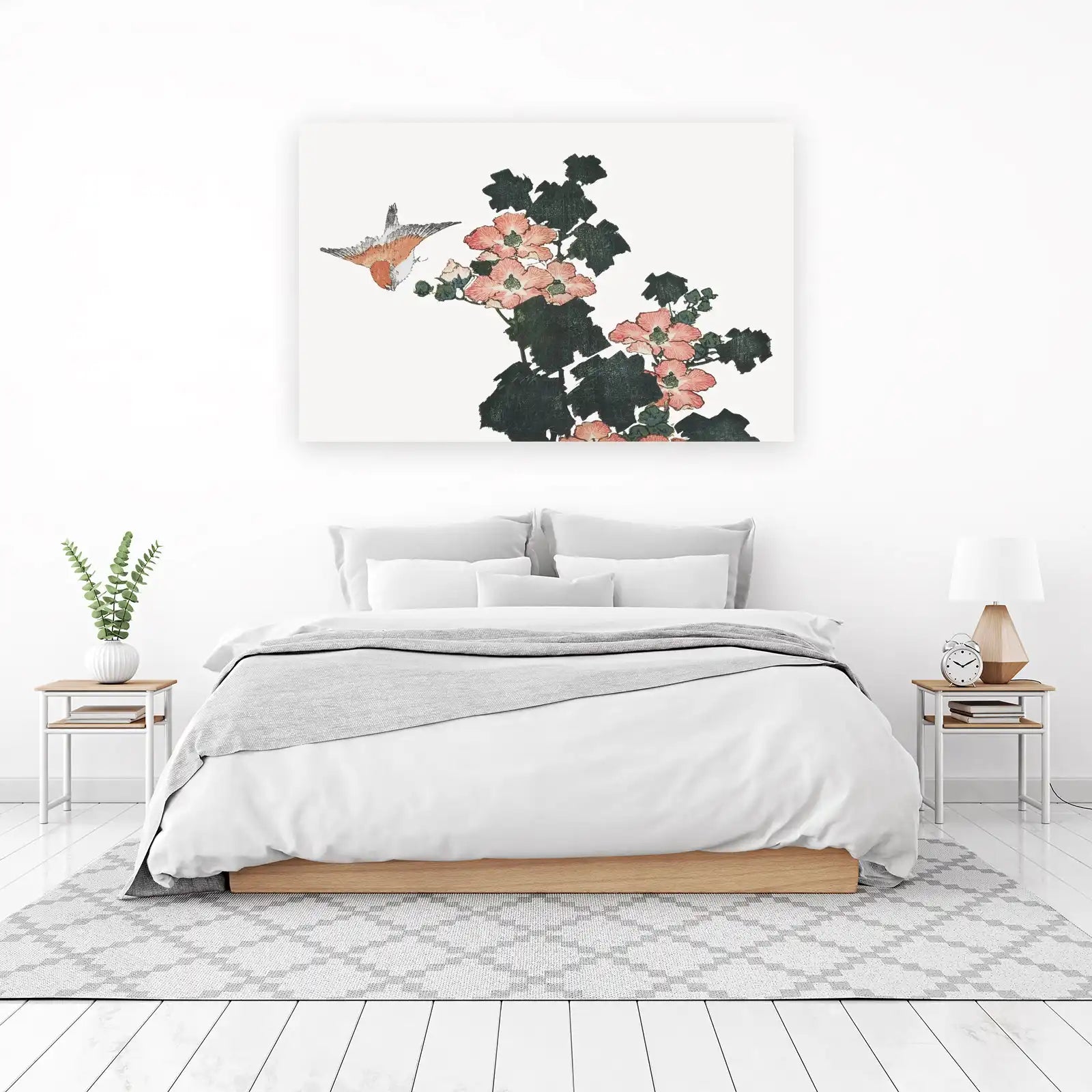 Serene Bird & Blossom Japanese Art Wall Art