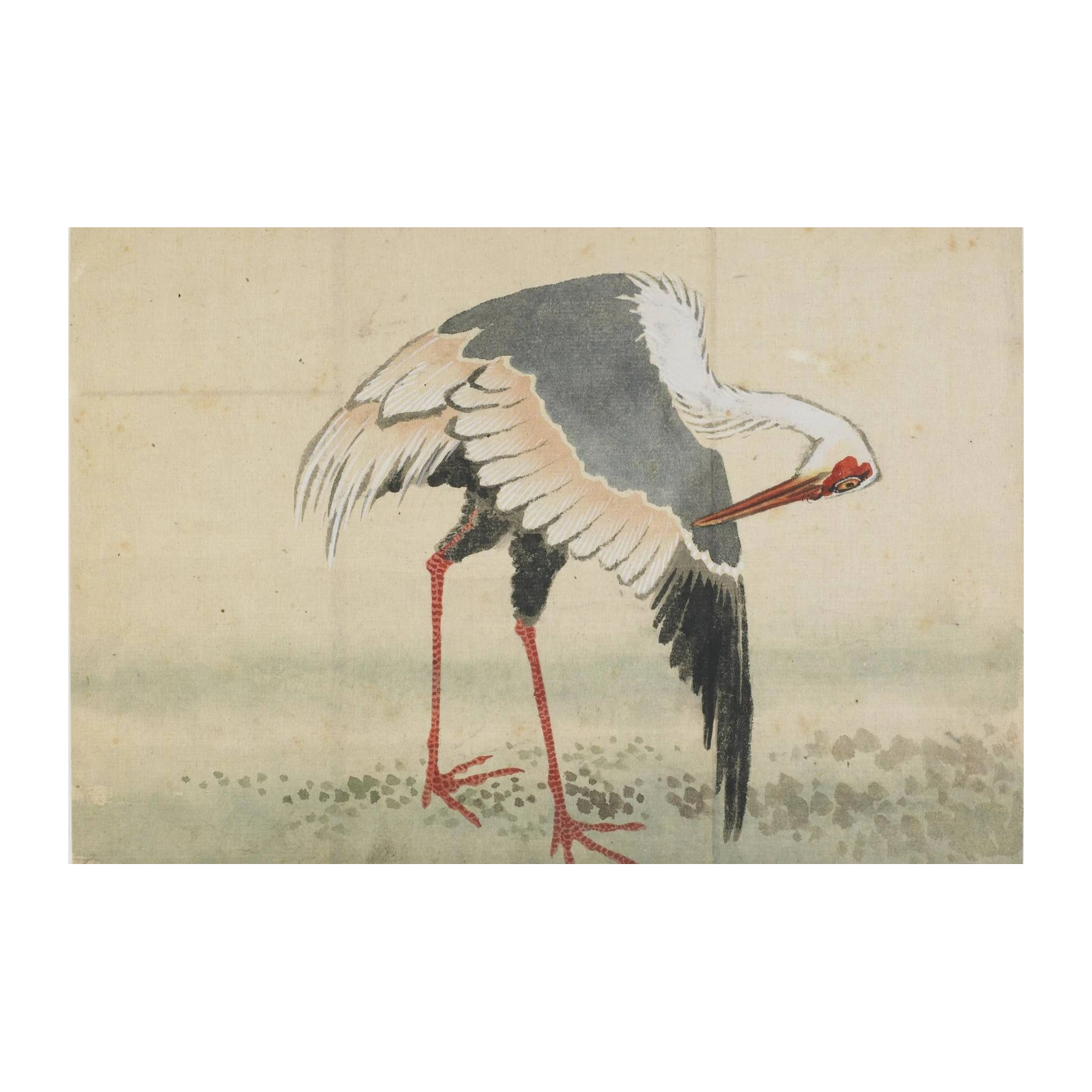 Elegant Crane Japanese Art Wall Art