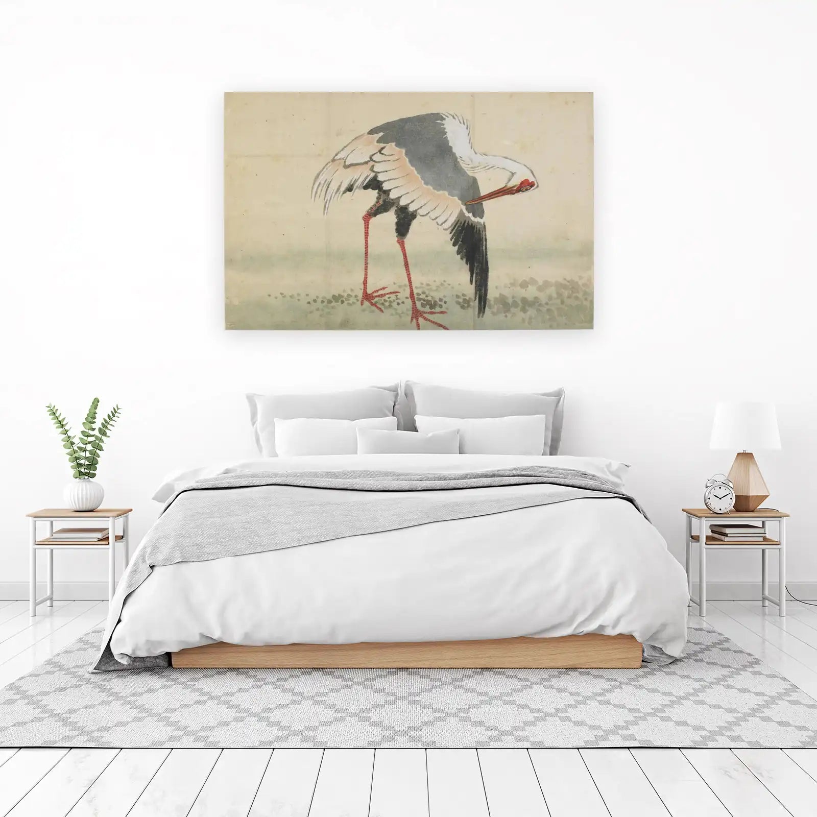 Elegant Crane Japanese Art Wall Art