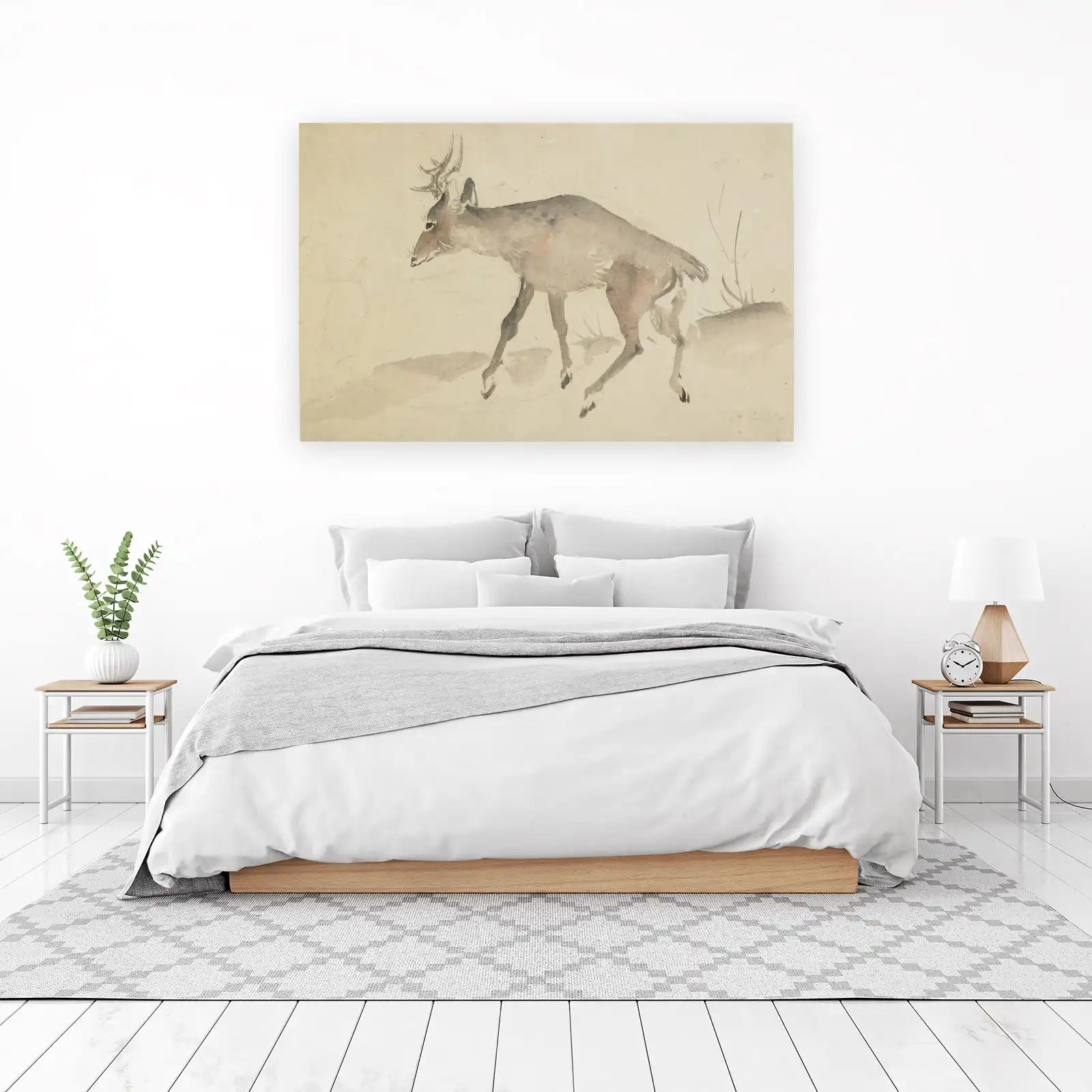 Serene Deer Watercolor Nature Wall Art