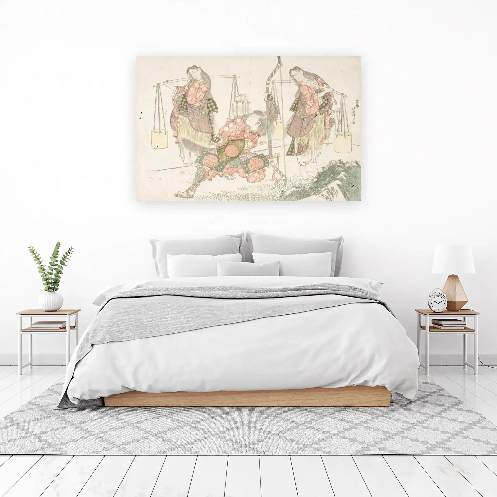 Vintage Japanese Warrior & Maidens Wall Art