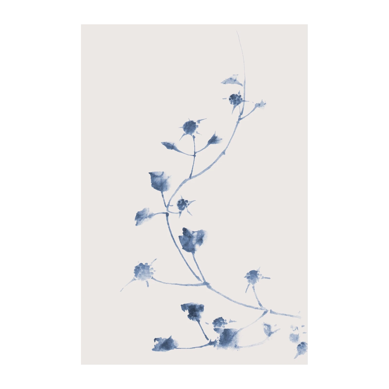 Elegant Blue Floral Branch Wall Art