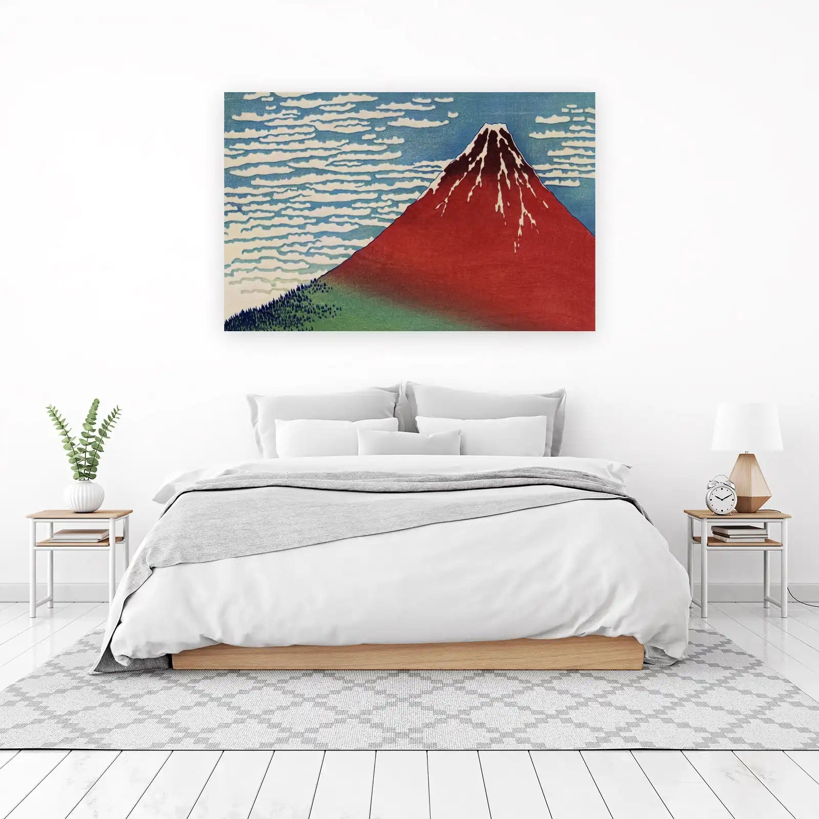 Vibrant Red Mt. Fuji Landscape Wall Art