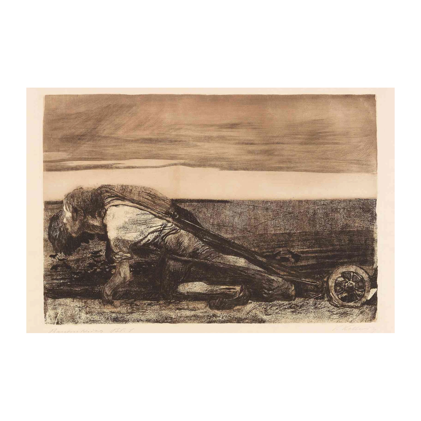 Vintage Farmer Pulling Cart Wall Art