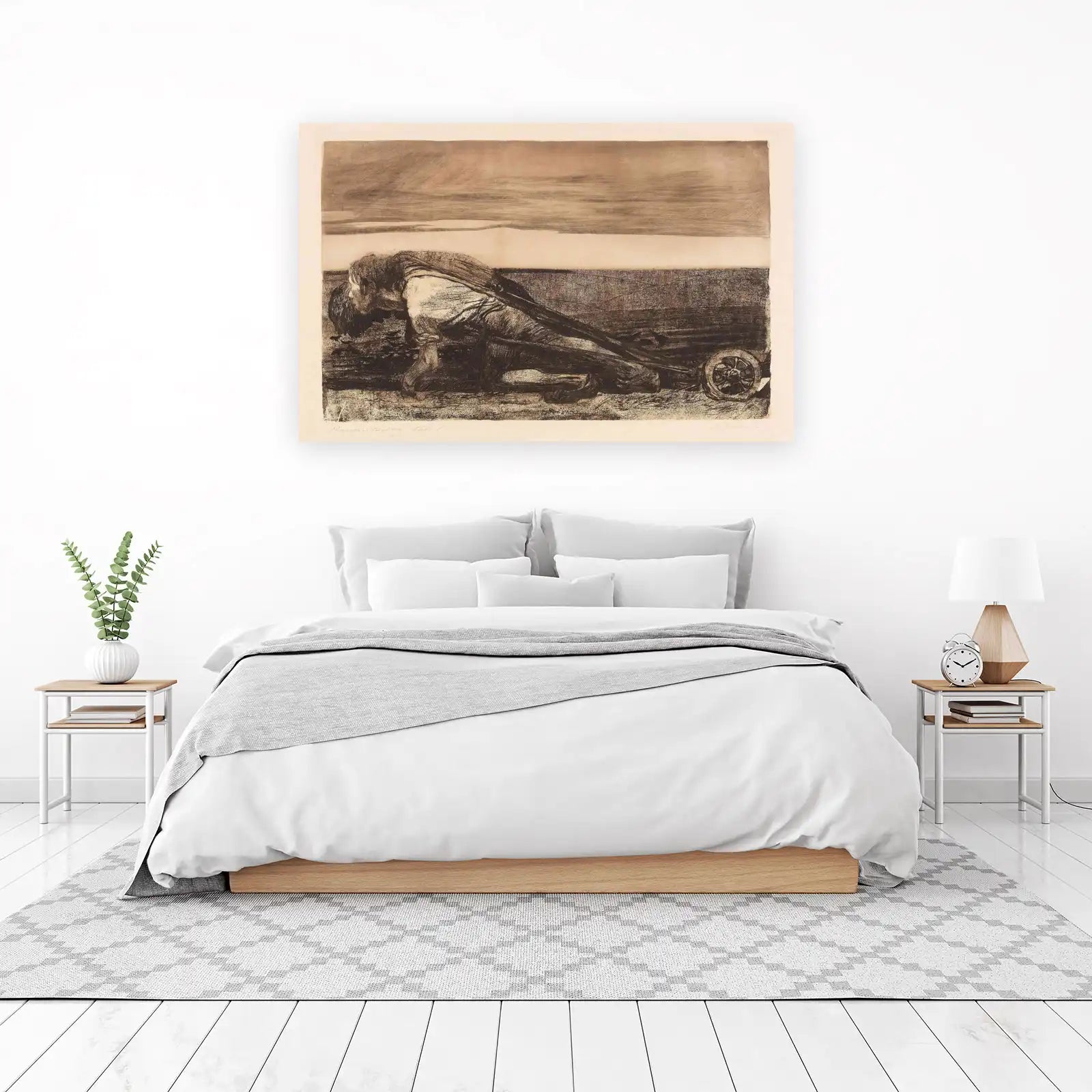 Vintage Farmer Pulling Cart Wall Art