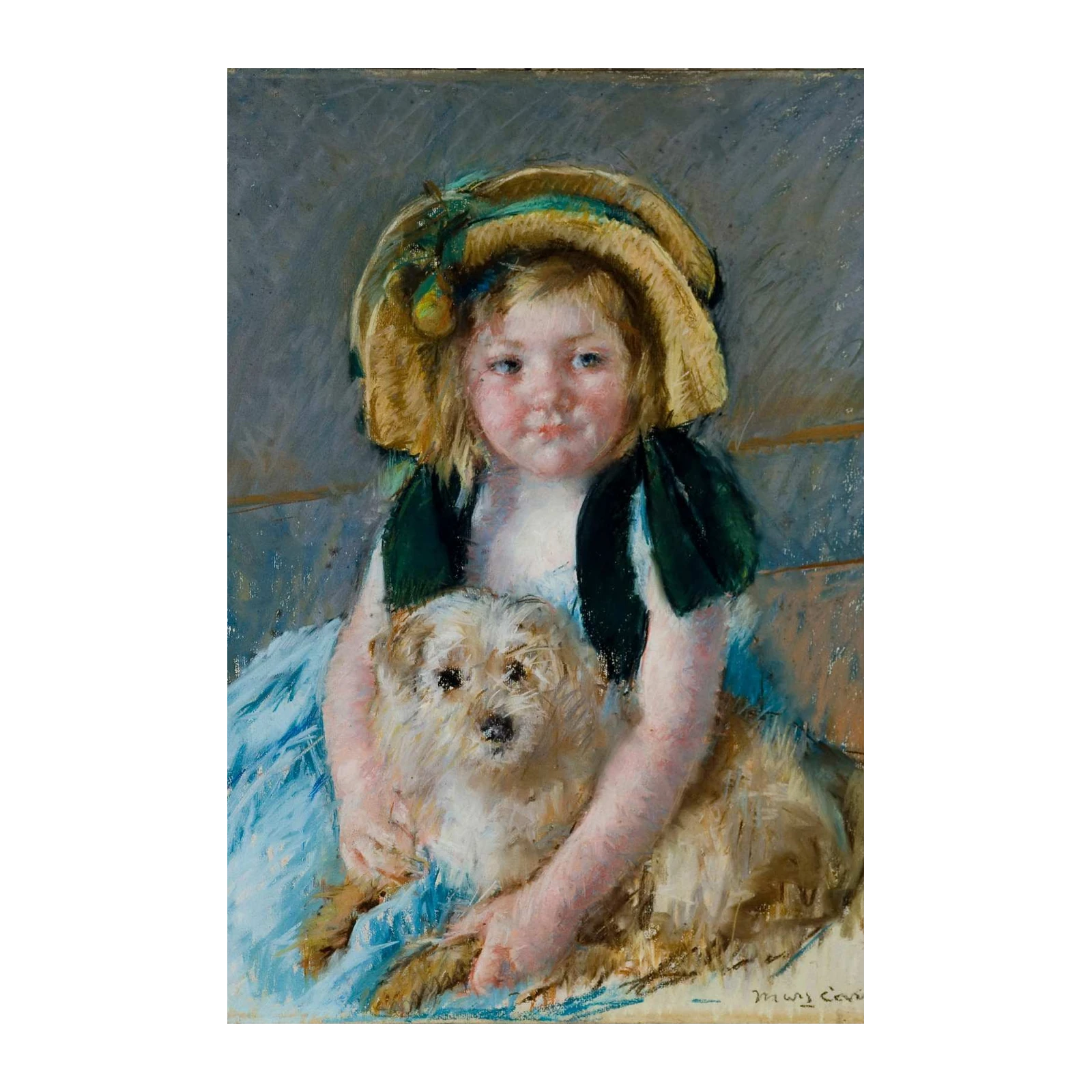 Child with Dog Pastel Art Wall Art