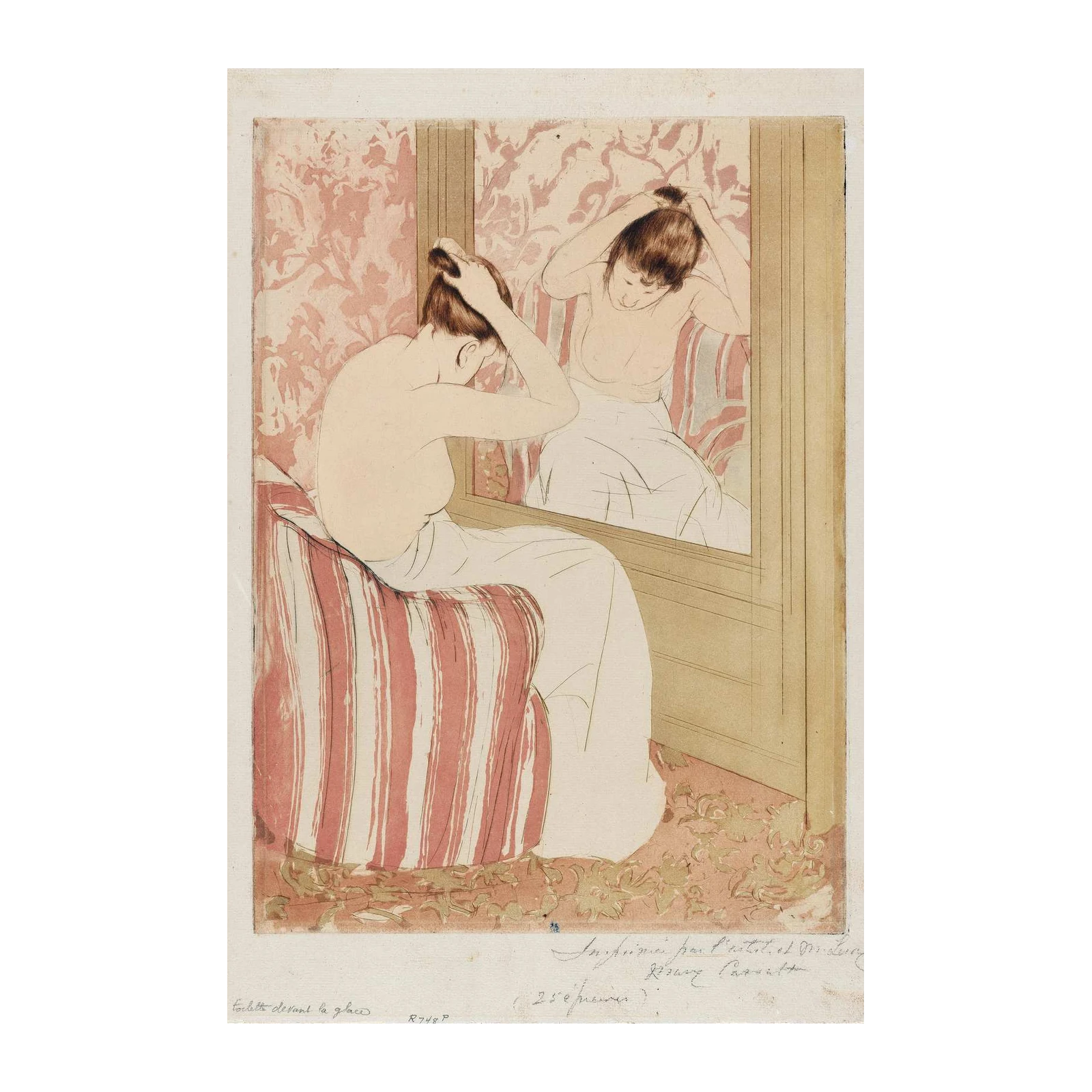 Elegant Woman Mirror Pastel Wall Art