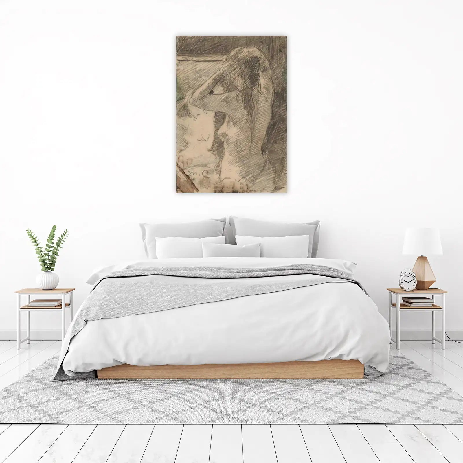 Figurative Pencil Sketch Woman Wall Art
