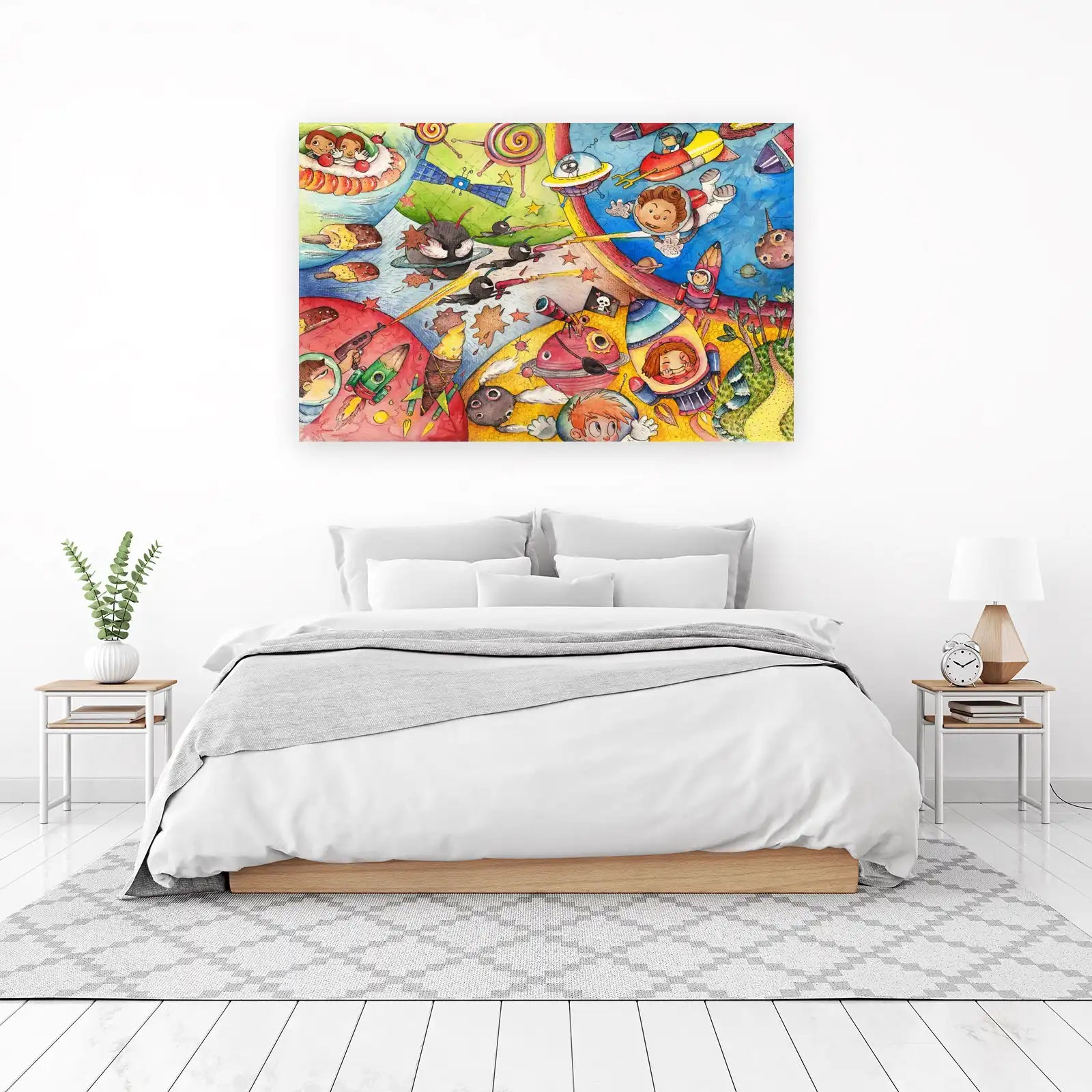 Whimsical Space Adventure Kids Wall Art