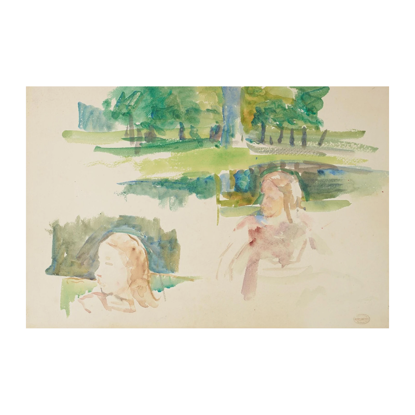 Serene Park Portraits Watercolor Wall Art