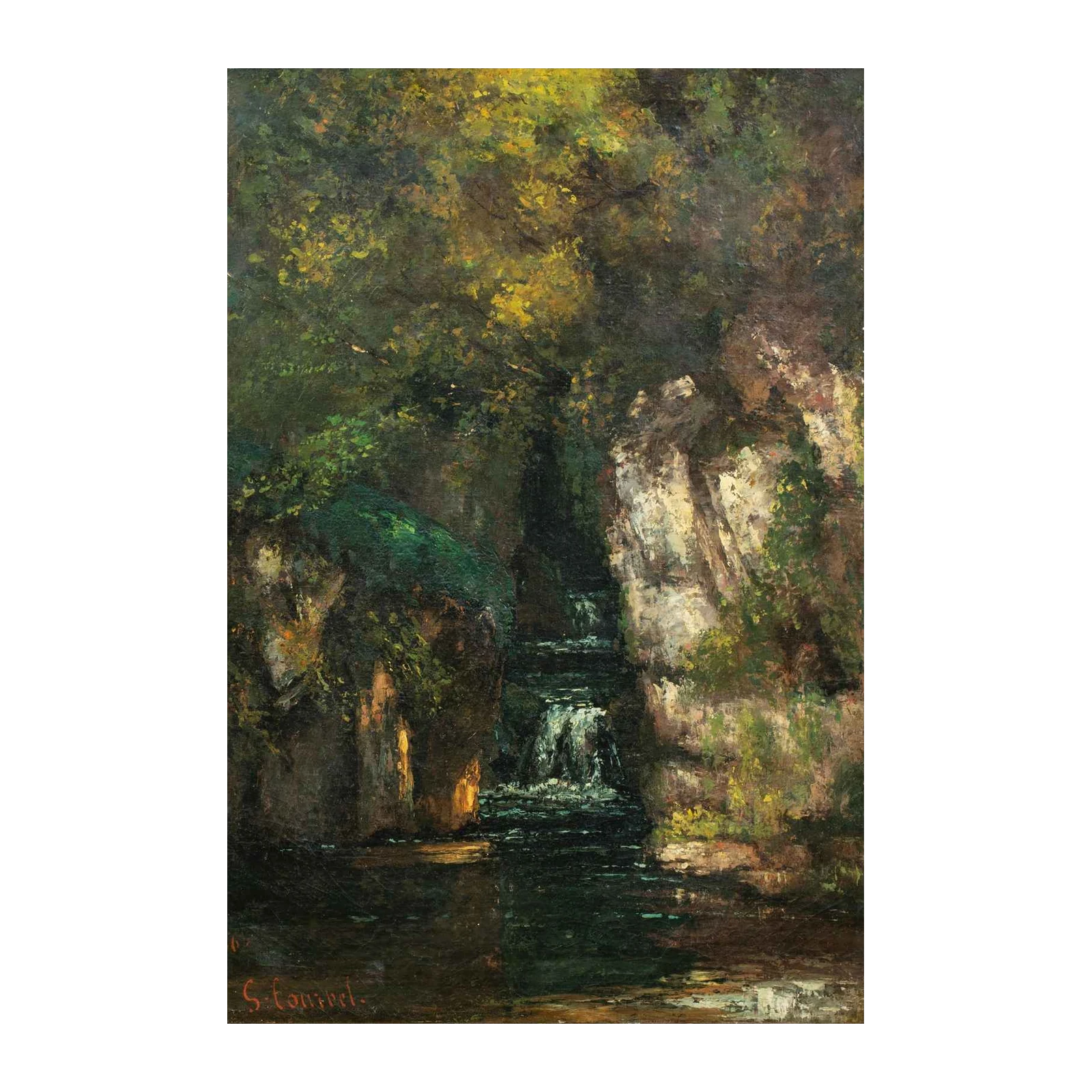 Serene Forest Waterfall Wall Art
