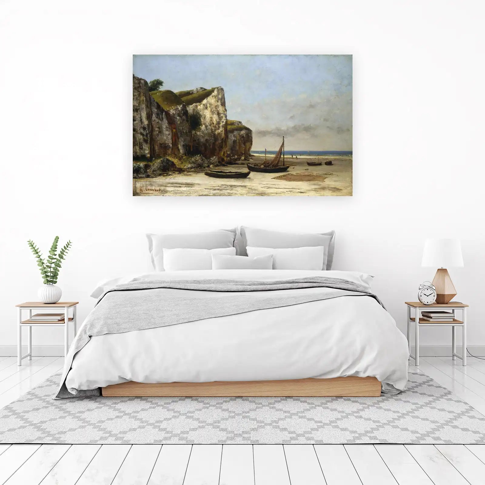 Coastal Cliffs & Fishing Boats Wall Art