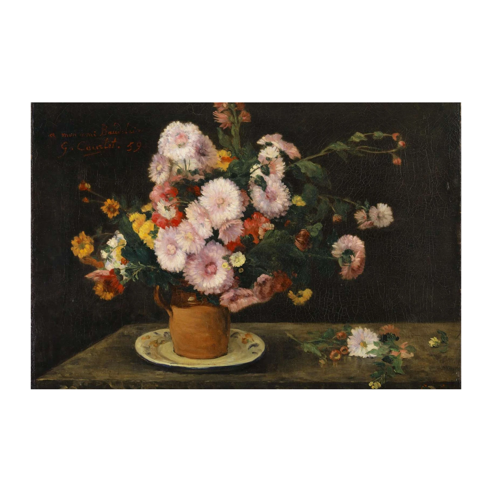Vintage Chrysanthemum Bouquet Wall Art