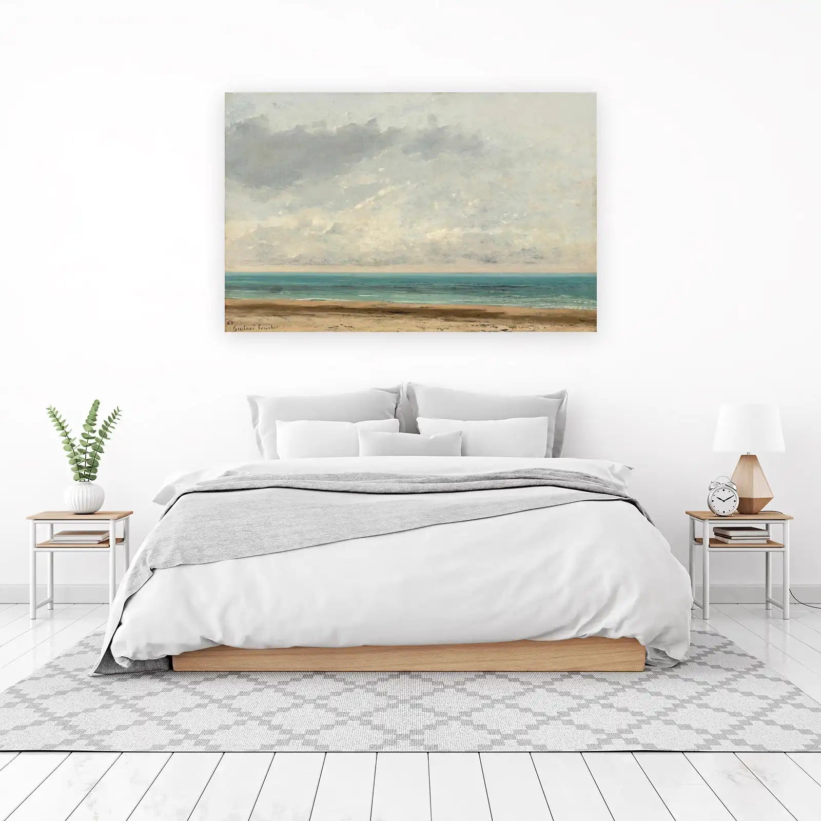 Serene Beachscape Gustave Courbet Style Wall Art