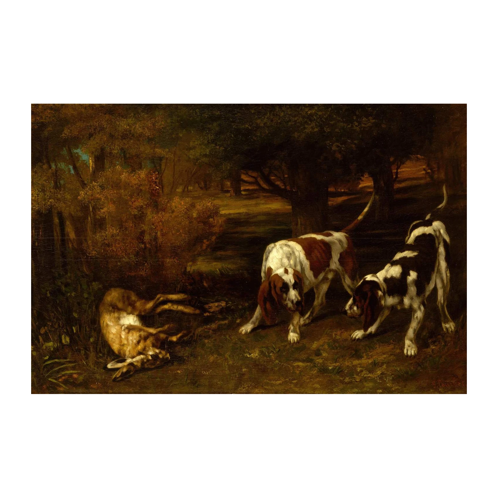 Rustic Hounds & Hare Still Life Wall Art