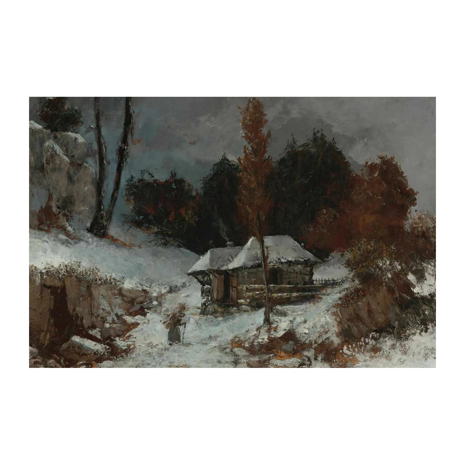 Cozy Winter Cabin Landscape Wall Art