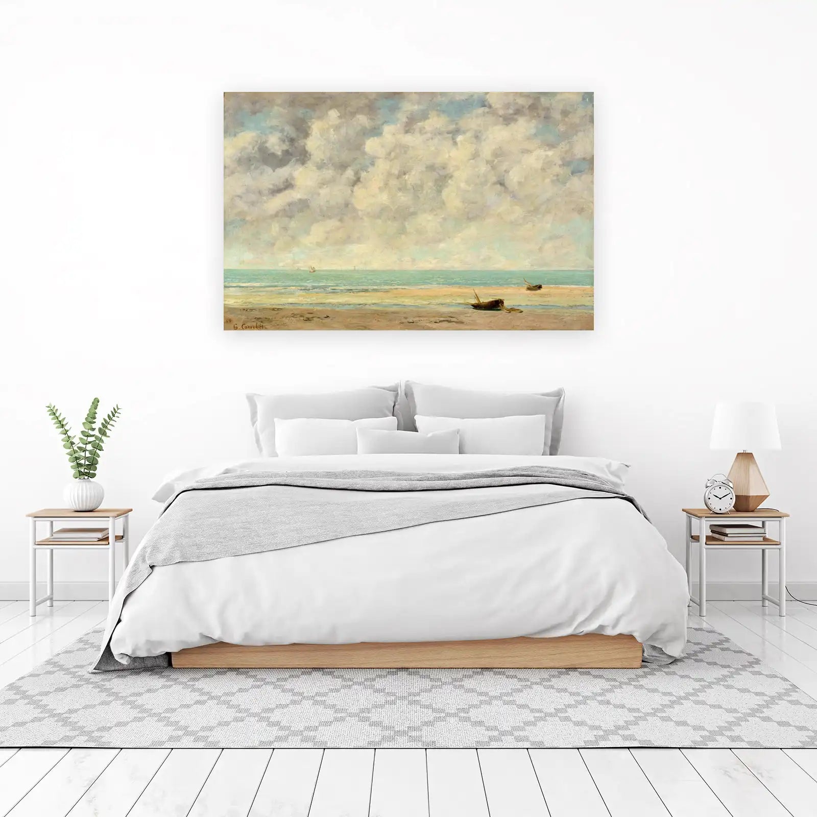 Serene Coastal View: Seascape Boats Wall Art