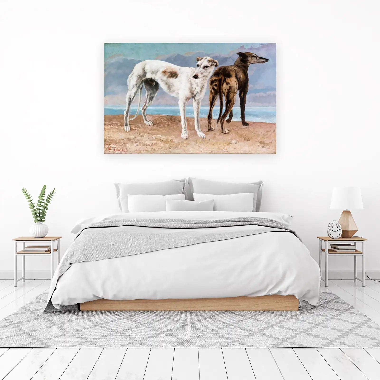 Elegant Greyhounds by the Sea Wall Art