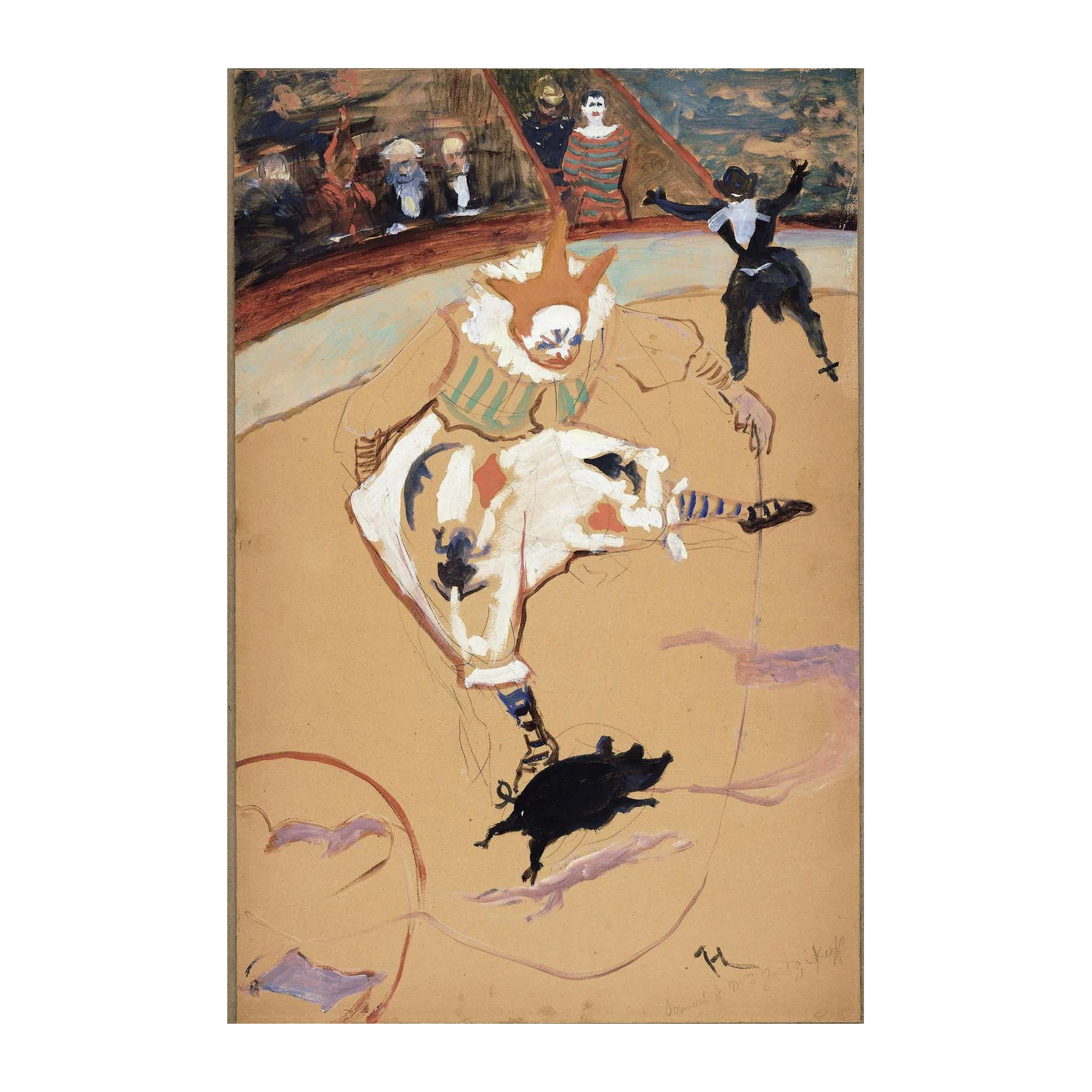 Circus Clown & Pig Wall Art | Vintage Circus Art