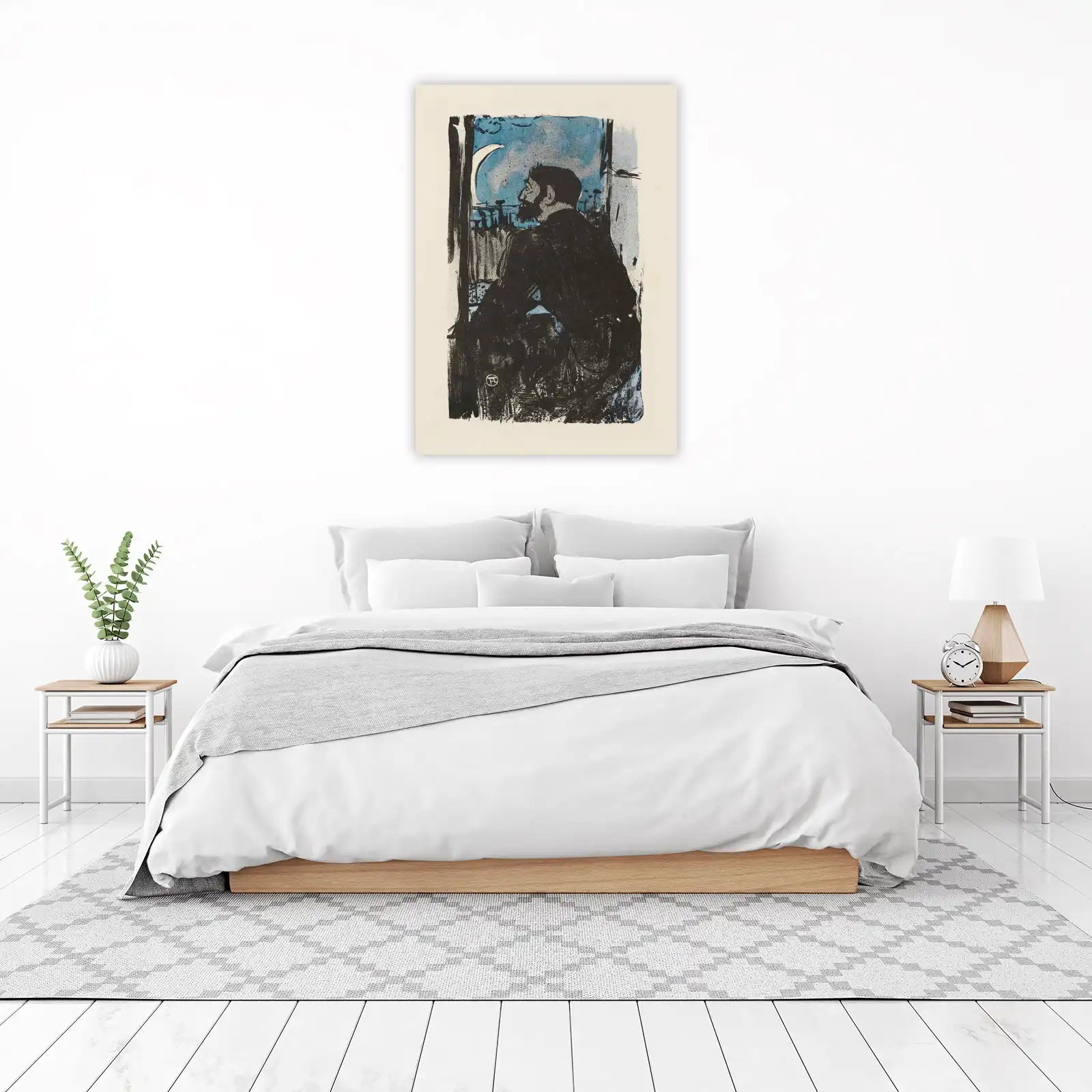 Man Gazing at Moon Vintage Wall Art Wall Art