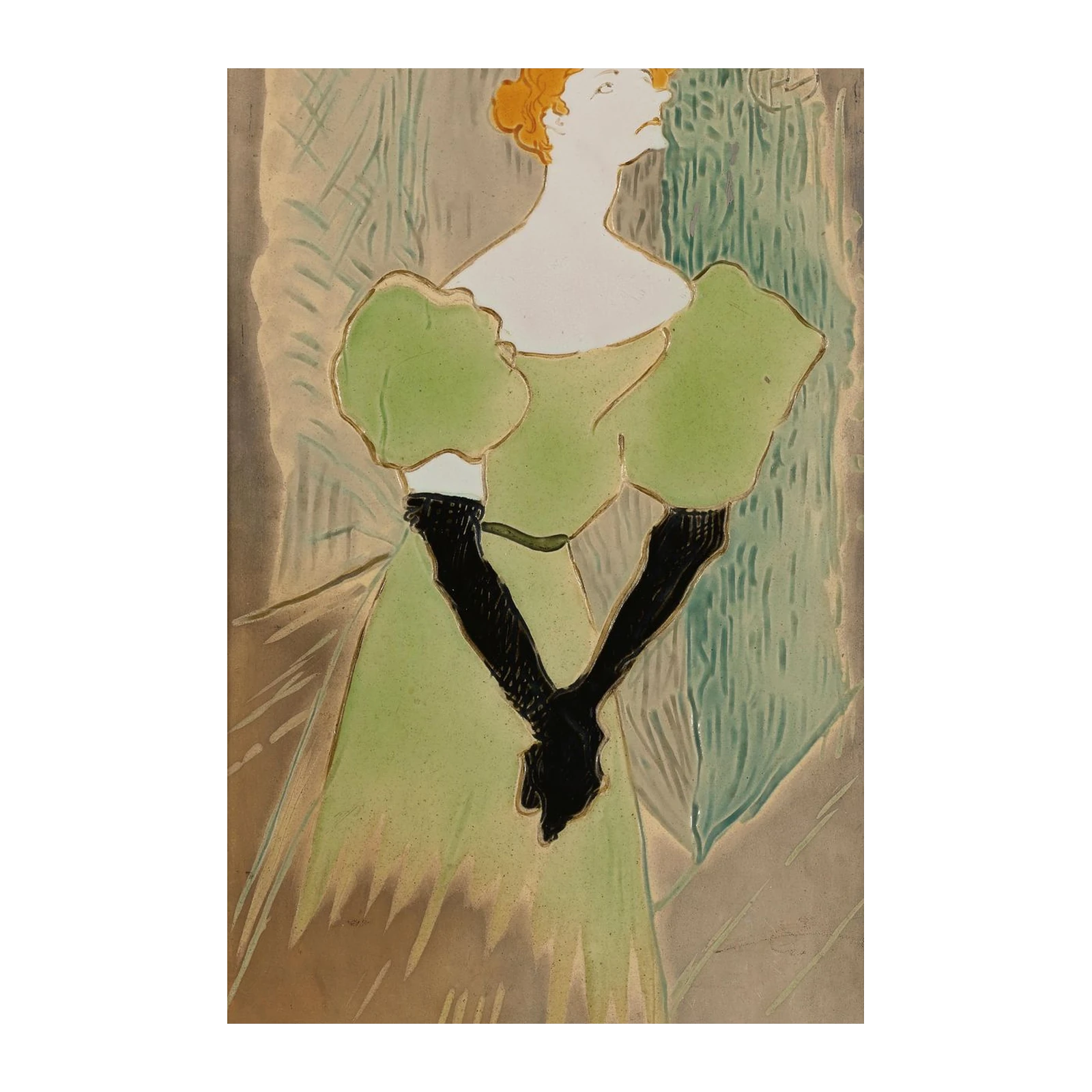 Art Nouveau Woman Green Dress Wall Art