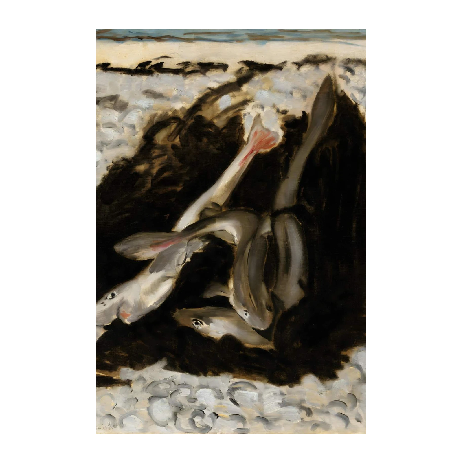 Dramatic Fish Still Life Oil Painting Wall Art
