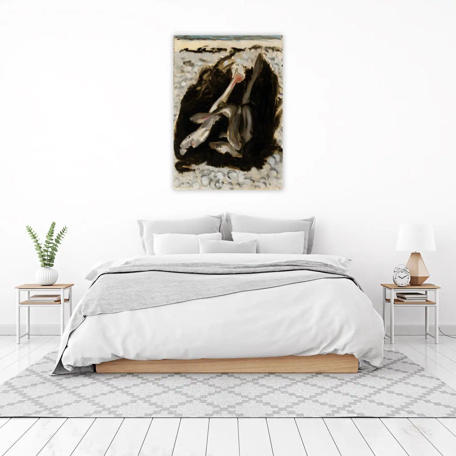 Dramatic Fish Still Life Oil Painting Wall Art