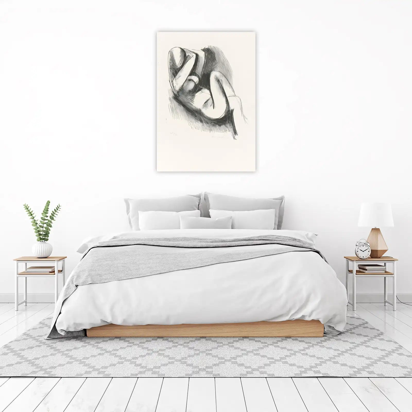 Expressive Figure Charcoal Sketch Wall Art