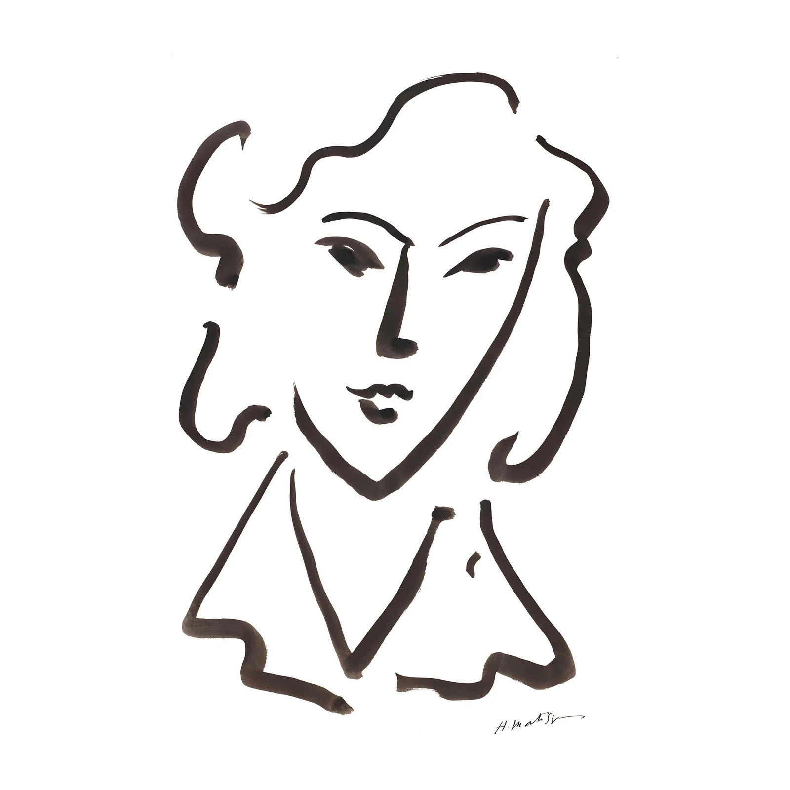 Minimalist Face Ink Line Art Wall Art