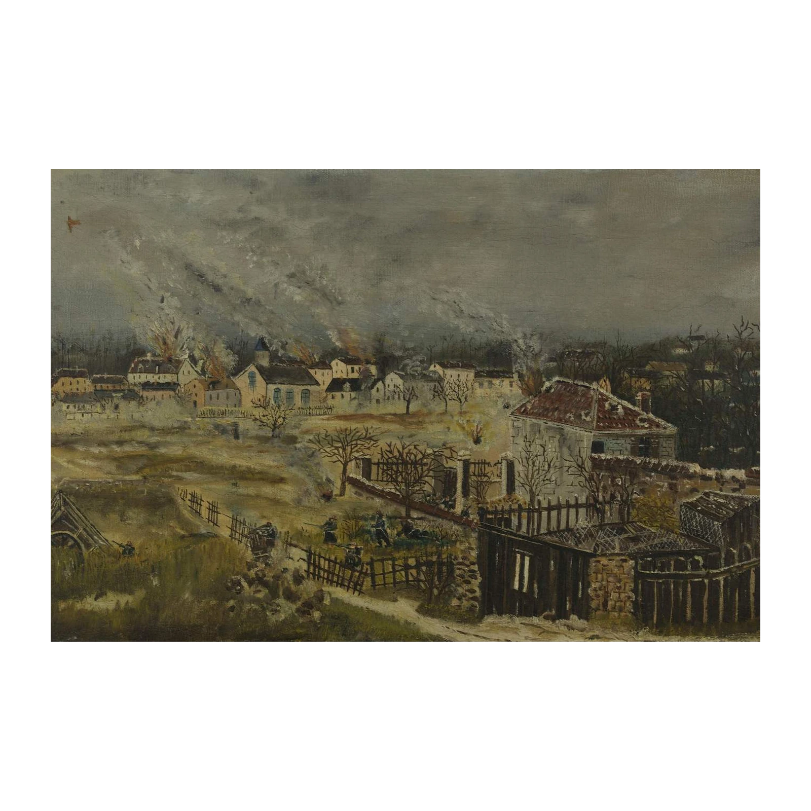 Battle Scene Village Wall Art