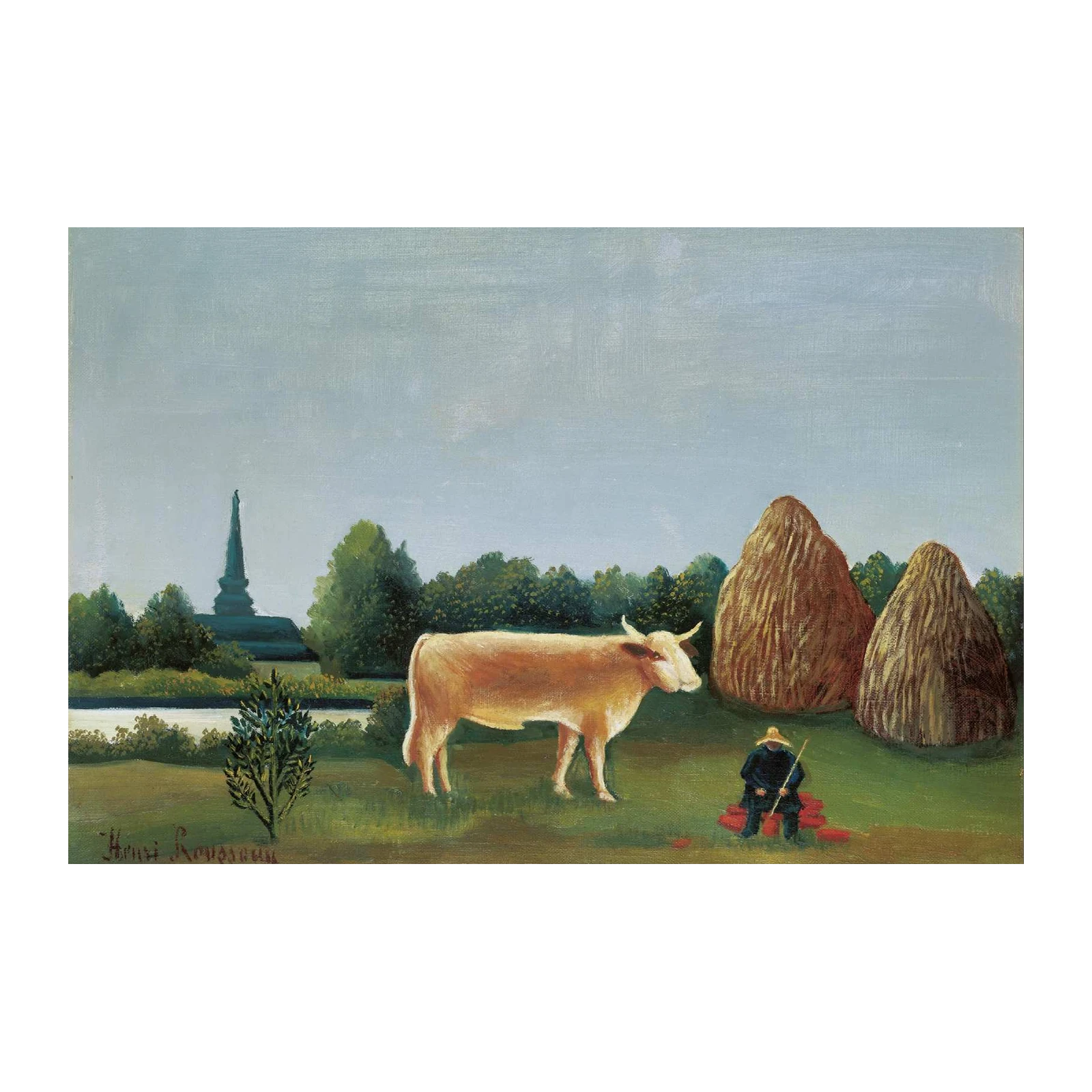 Rousseau's Serene Pasture Cow Wall Art