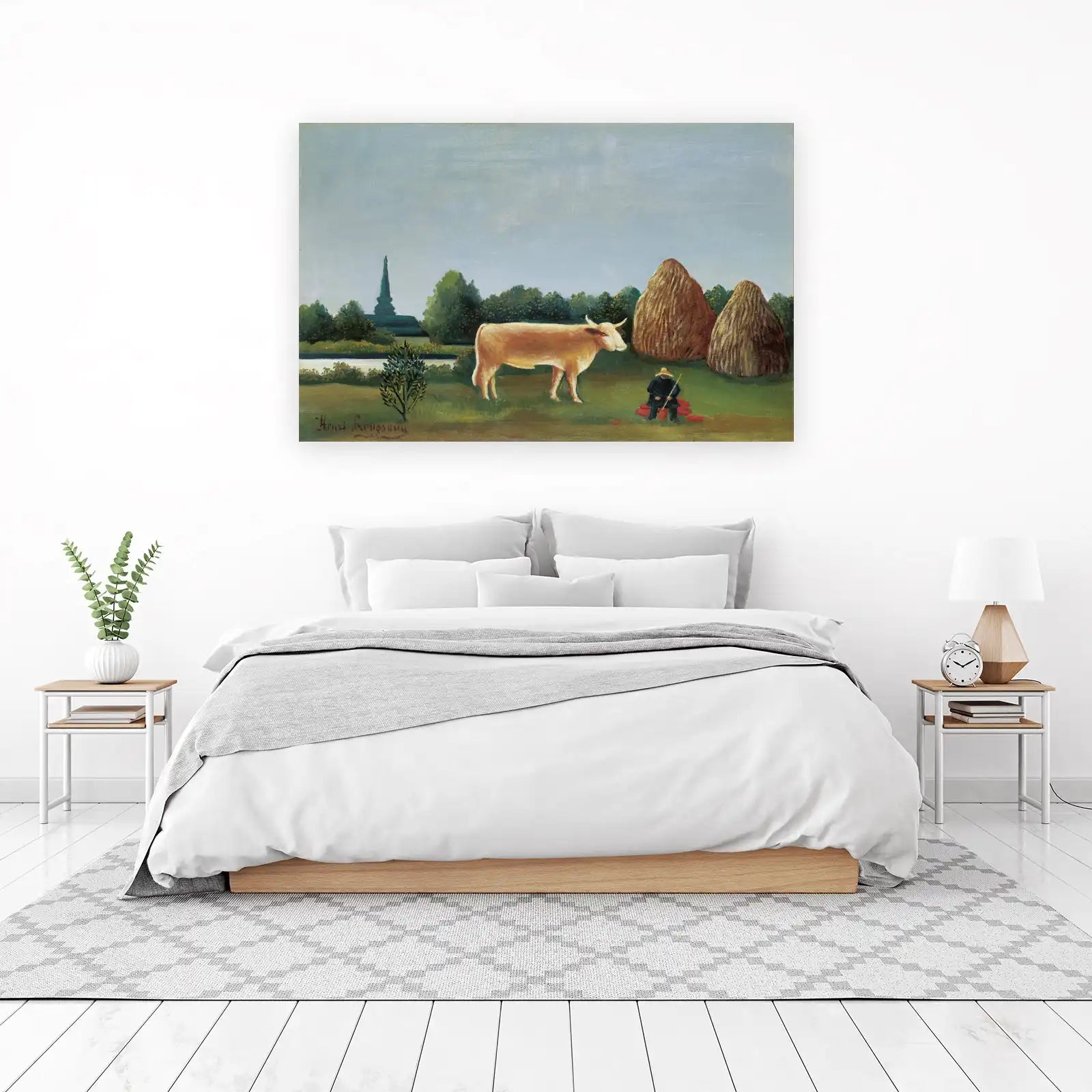 Rousseau's Serene Pasture Cow Wall Art