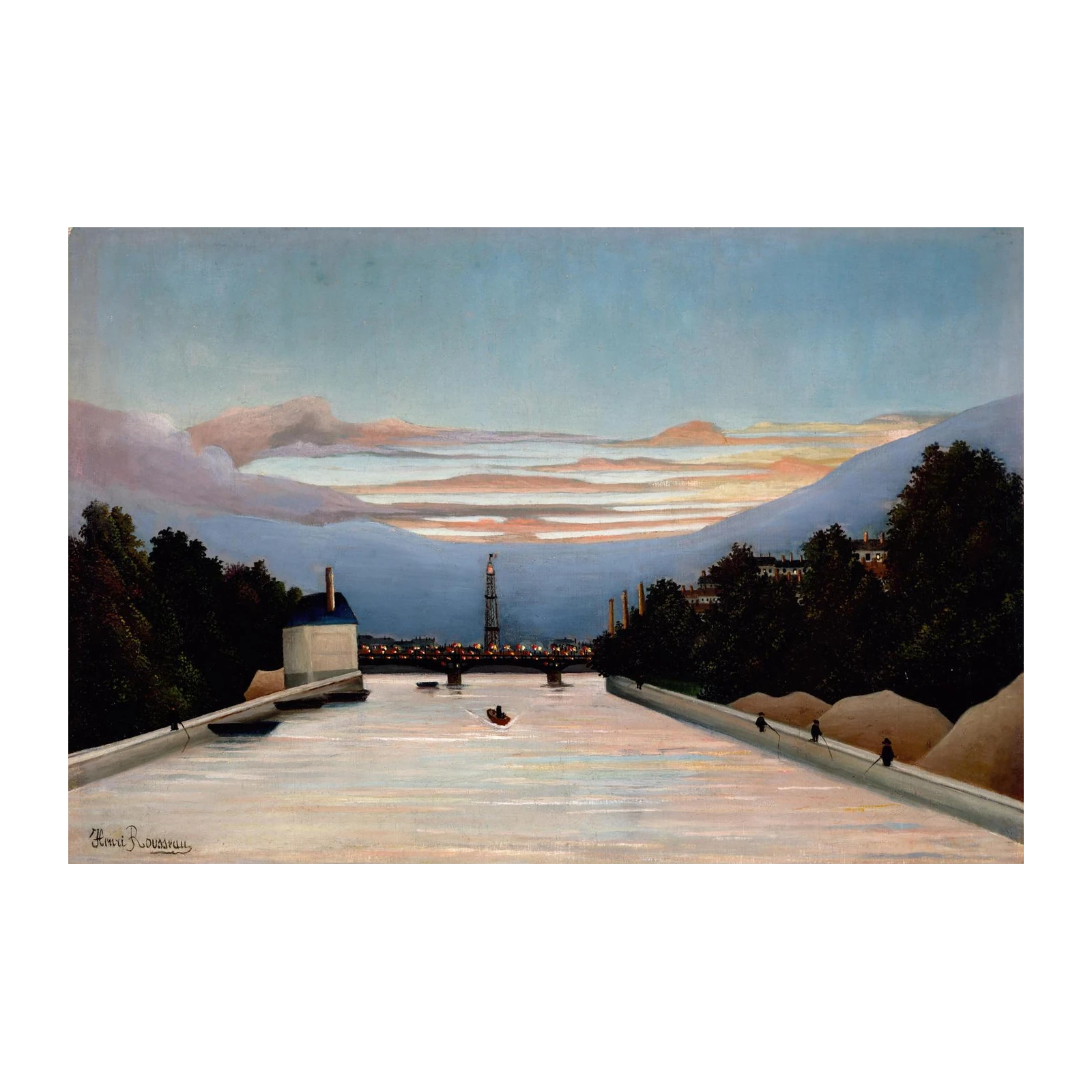 Parisian Sunset River View Wall Art