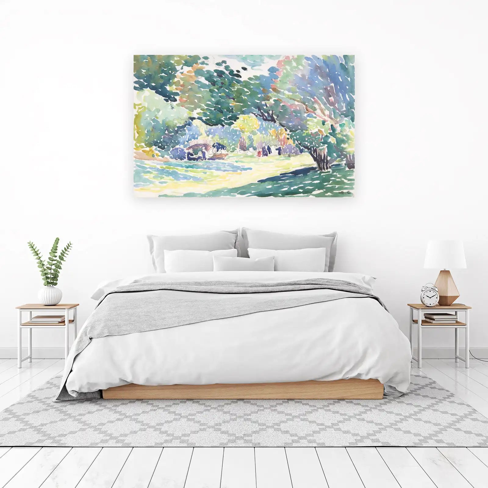 Vibrant Garden Scene Watercolor Wall Art