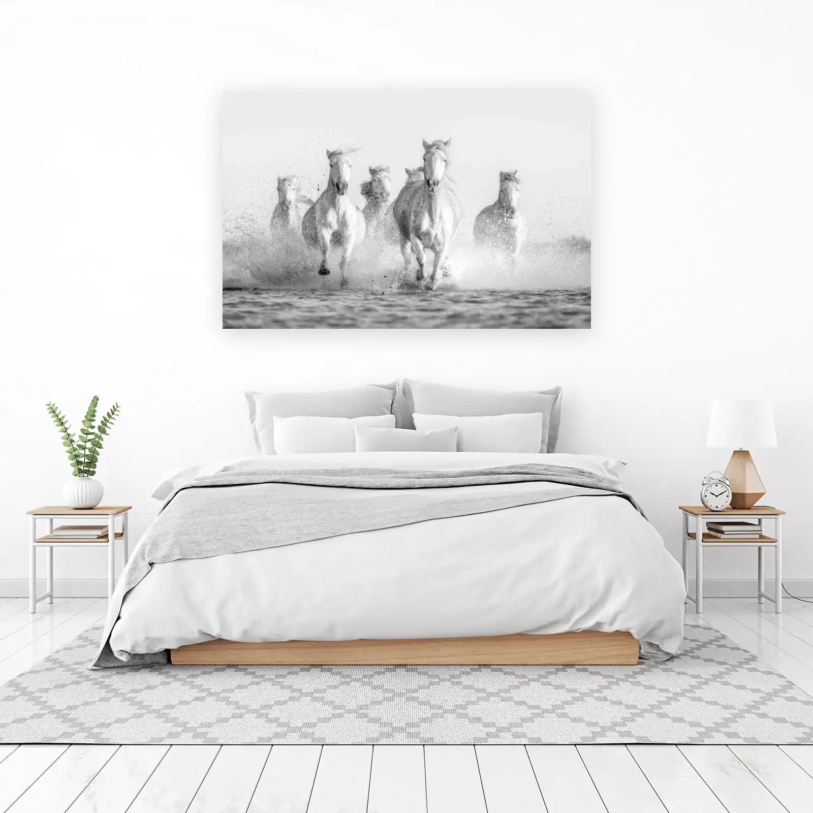 Majestic White Horses Gallop Wall Art