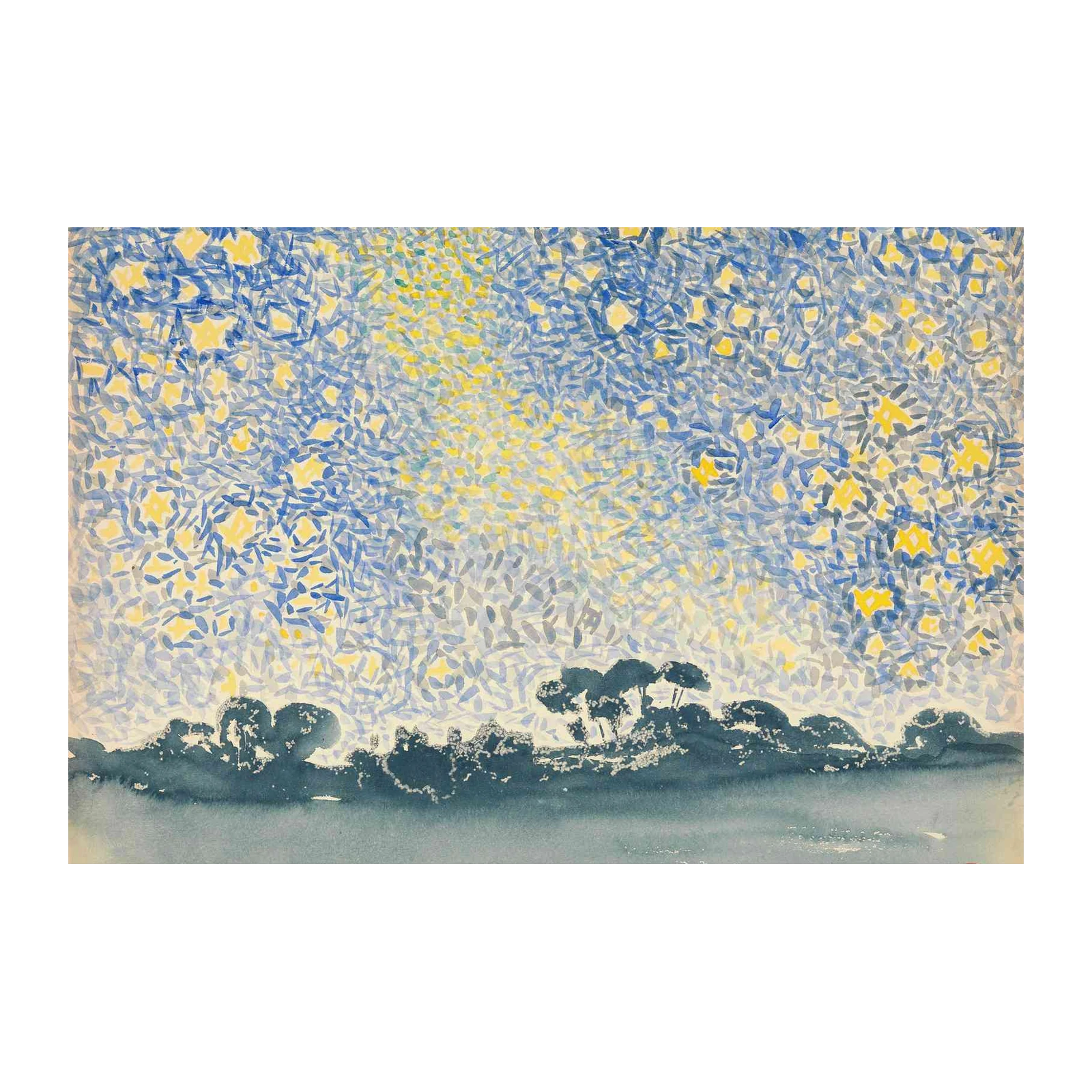 Vibrant Starry Night Landscape Wall Art