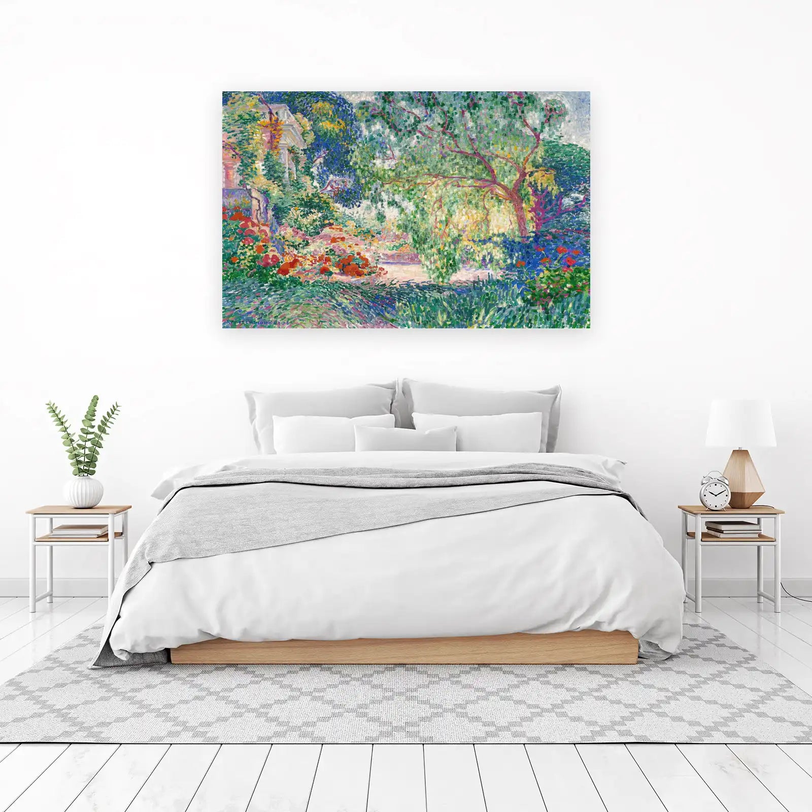 Vibrant Garden Landscape Pointillism Wall Art