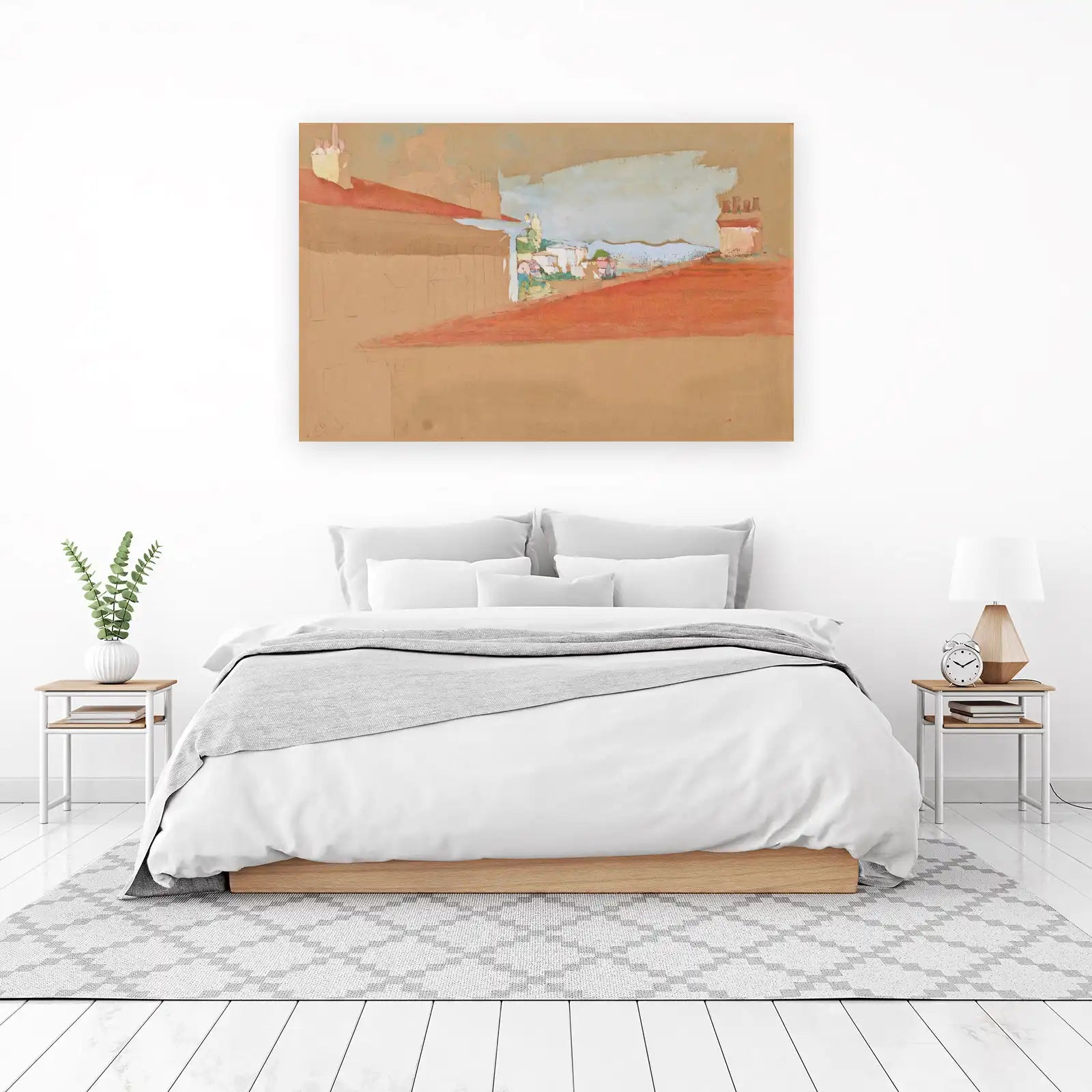 Terracotta Rooftops & Distant Village Wall Art