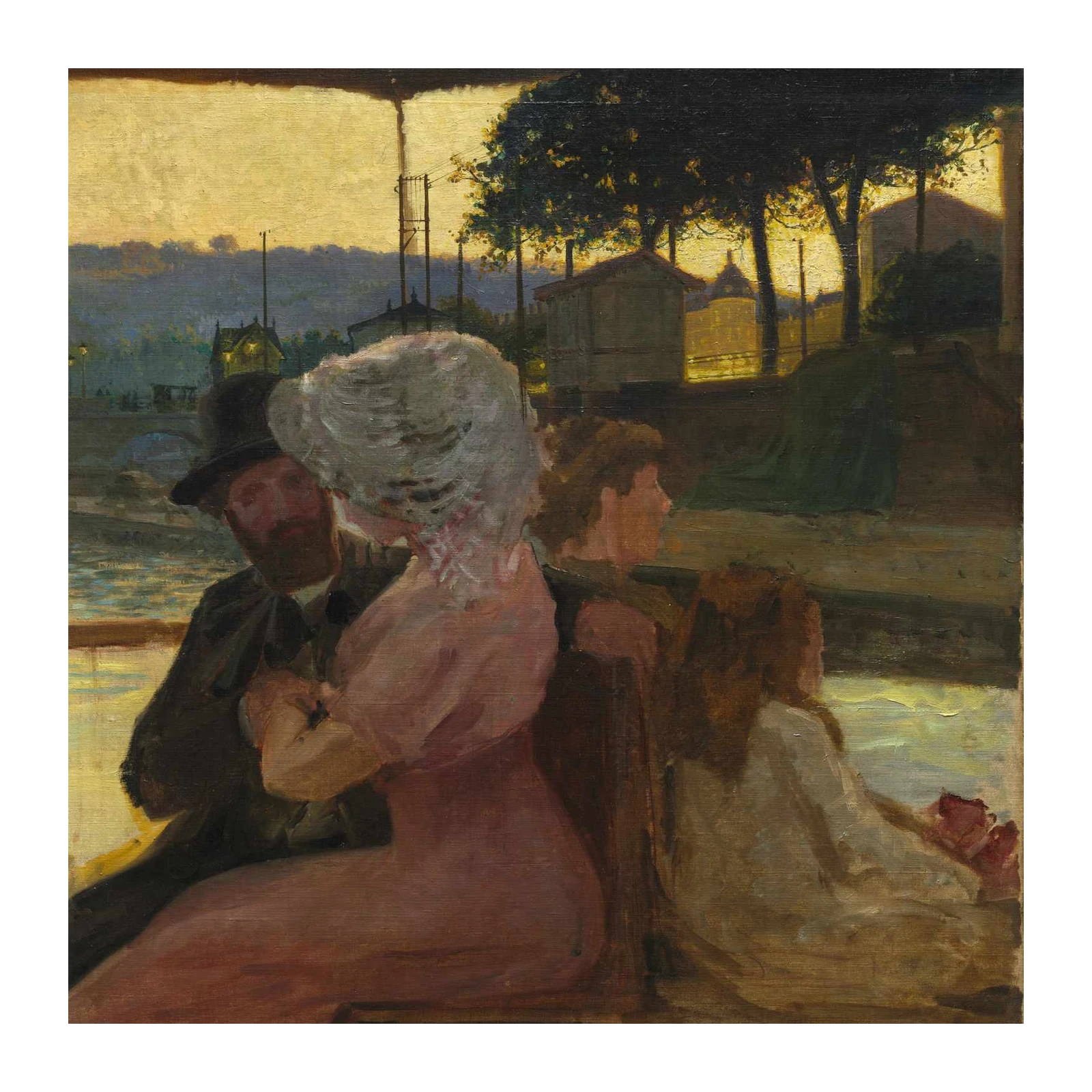 Sunset River Scene Couple Wall Art