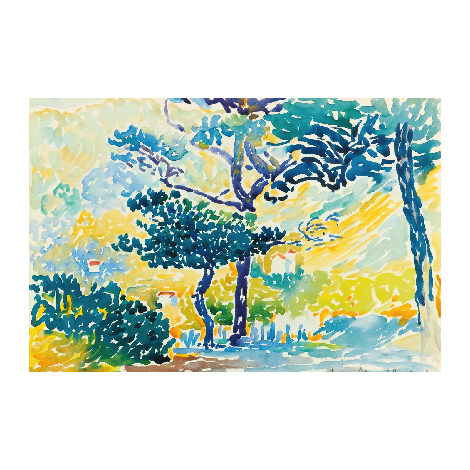 Vibrant Nature Landscape Watercolor Wall Art