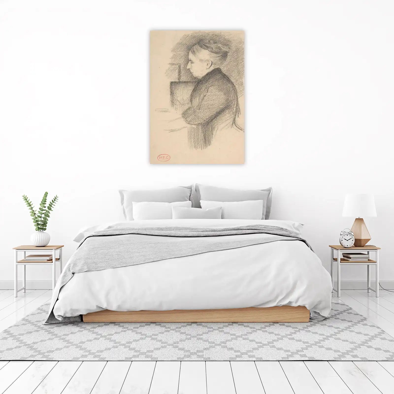 Elegant Portrait Sketch French Impressionist Wall Art
