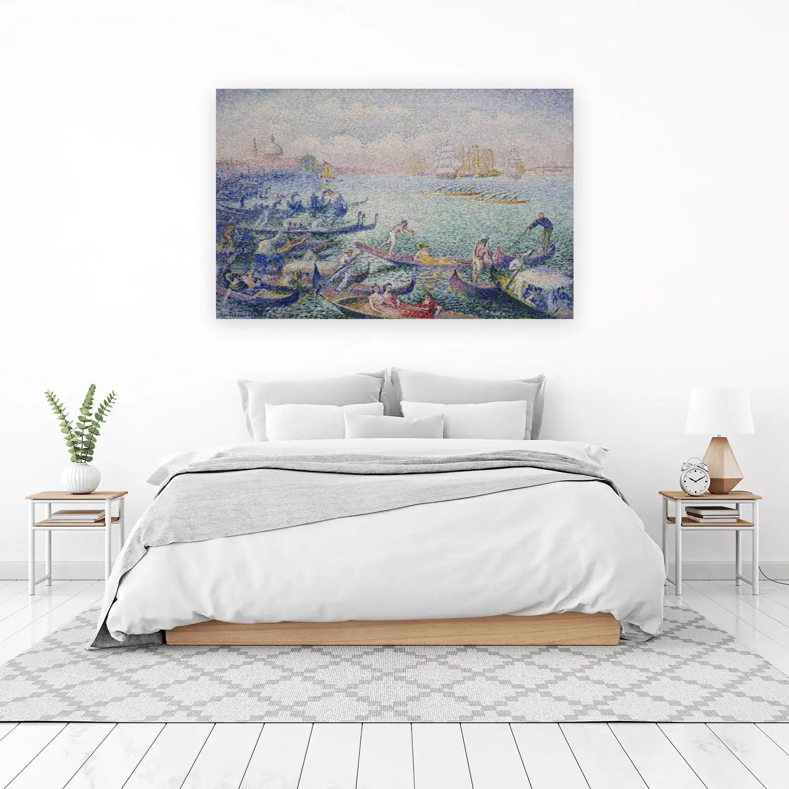 Venetian Canal Scene Pointillism Wall Art