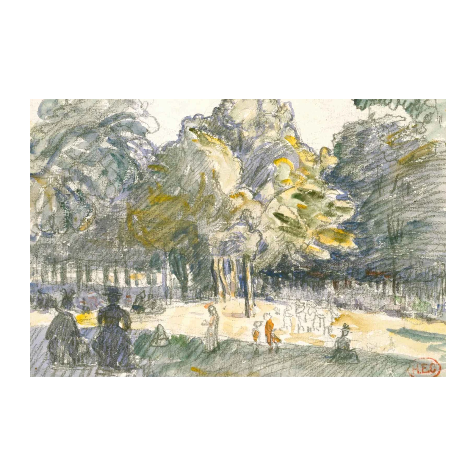 Impressionist Park Scene Wall Art