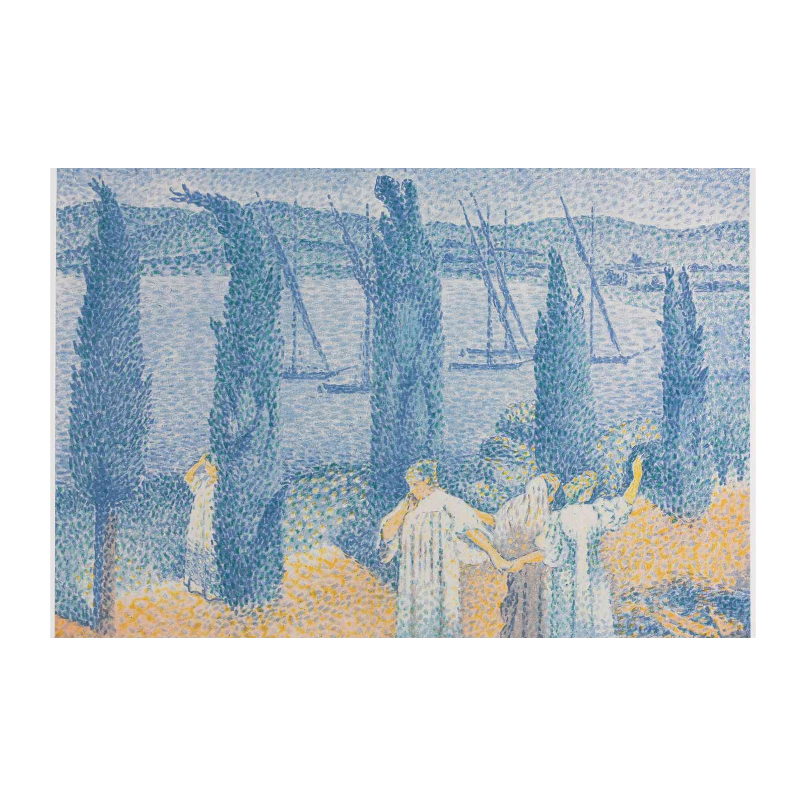 Seaport Scene Pointillism Wall Art